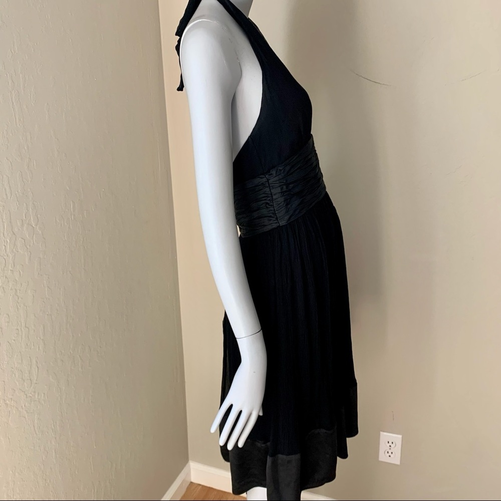 MAGGY LONDON Silk Halter Fit & Flare Midi Dress Black LBD Party Size 6P - Picture 7 of 16